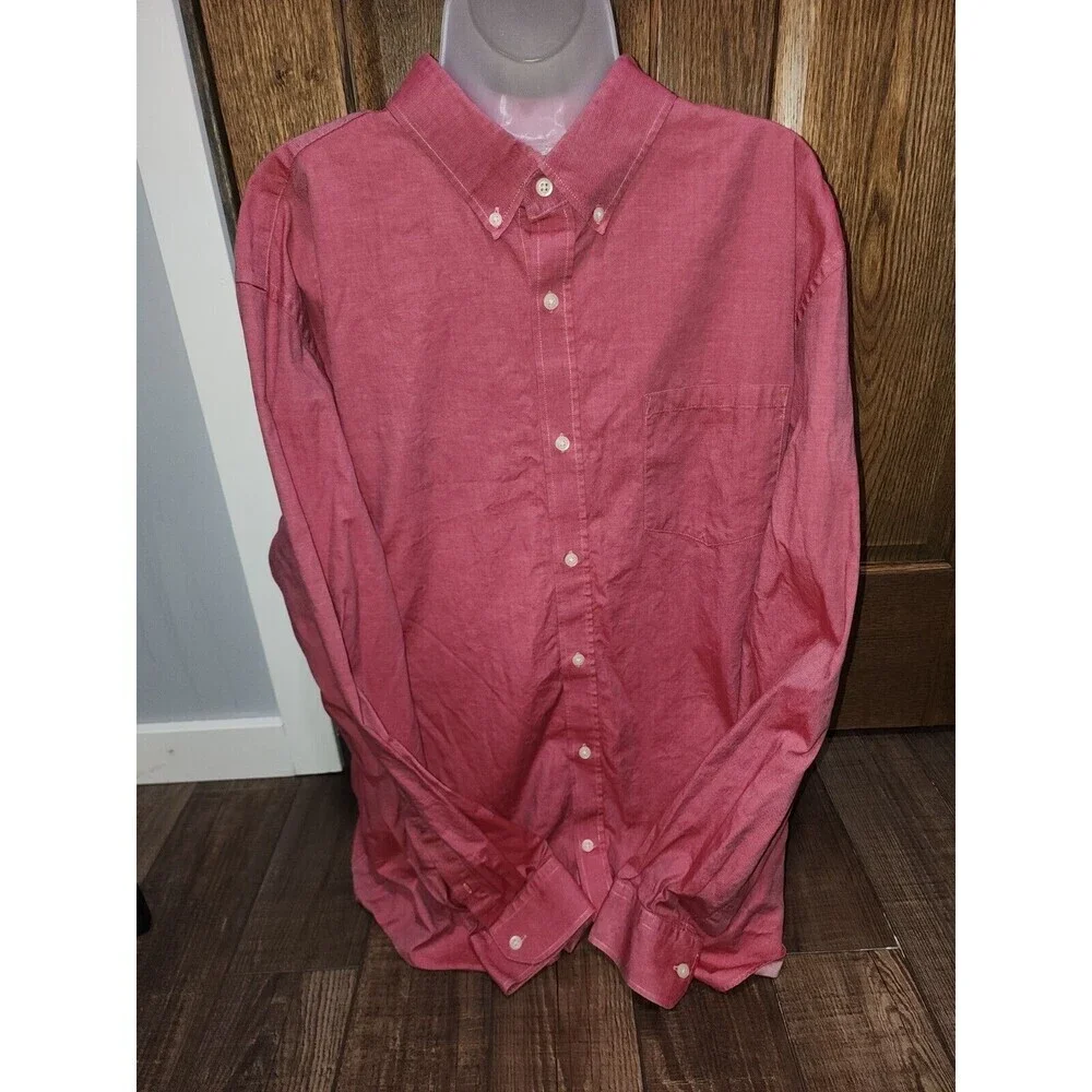 Banana Republic Button Up Shirt Men XXL 2XL Red Long Sleeve Soft Wash Casual